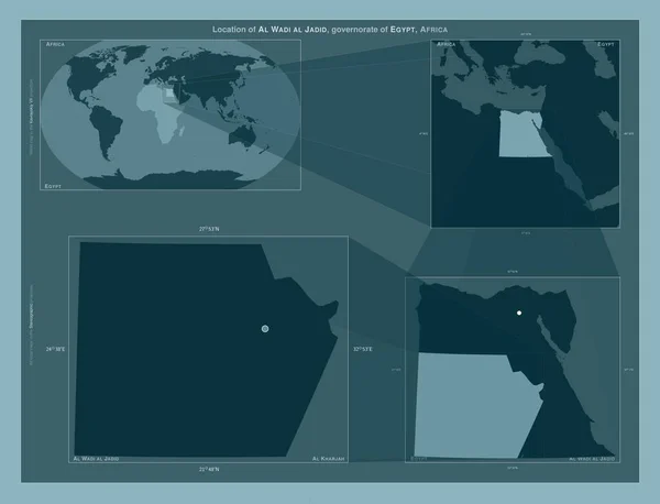 Wadi Jadid Gubernator Egiptu Schemat Przedstawiający Położenie Regionu Mapach Większą — Zdjęcie stockowe