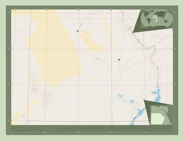 Wadi Jadid Gubernator Egiptu Otwórz Mapę Ulic Lokalizacje Dużych Miast — Zdjęcie stockowe