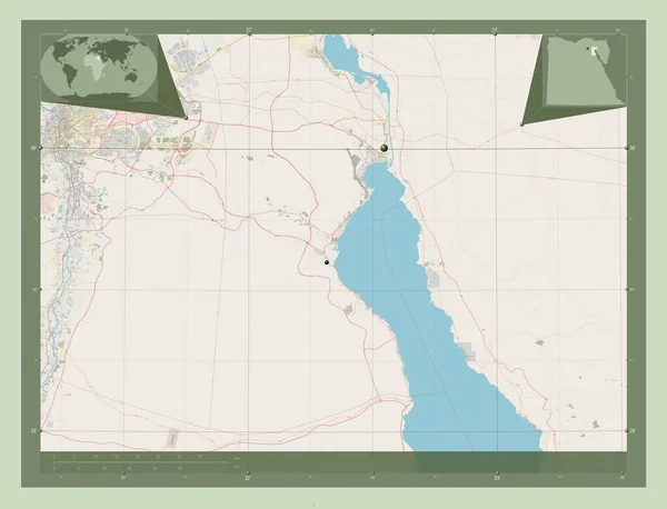 Сувейс Провинция Египет Карта Улиц Места Расположения Крупных Городов Области — стоковое фото
