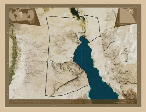 Como Suways Governadoria Egito Mapa Satélite Baixa Resolução Locais Nomes — Fotografia de Stock