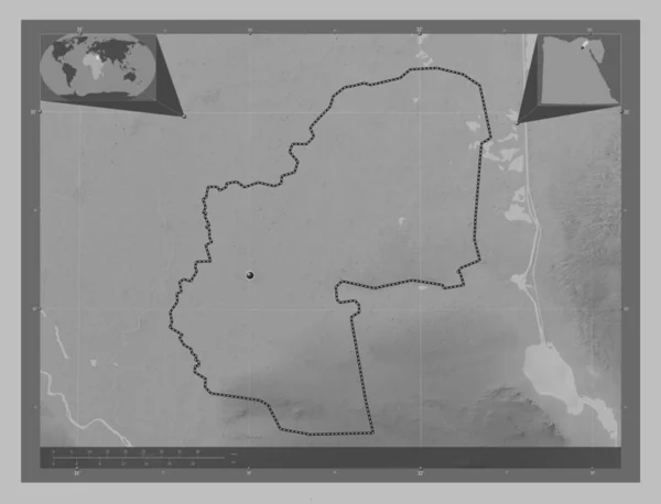 Шаркия Провинция Египет Карта Высот Оттенках Серого Озерами Реками Вспомогательные — стоковое фото