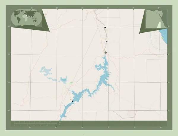 Asuán Gobernación Egipto Open Street Map Ubicaciones Las Principales Ciudades —  Fotos de Stock