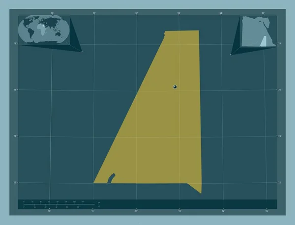 Asuán Gobernación Egipto Forma Color Sólido Mapas Ubicación Auxiliares Esquina —  Fotos de Stock