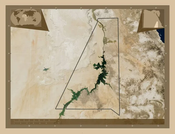 Asuán Gobernación Egipto Mapa Satelital Baja Resolución Mapas Ubicación Auxiliares — Foto de Stock