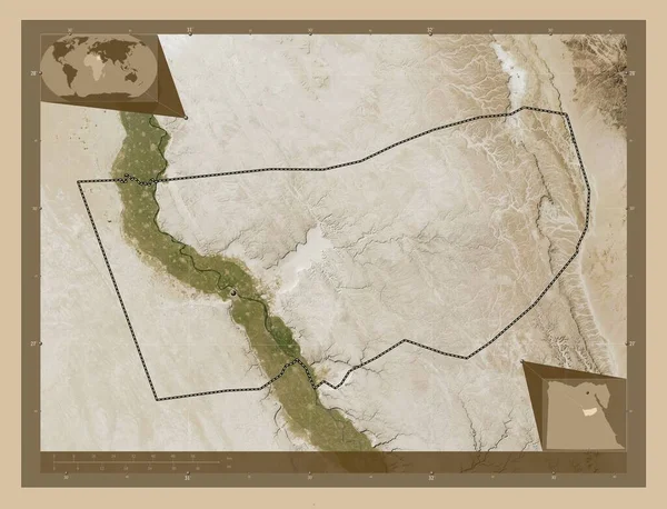 Asyut Governadoria Egito Mapa Satélite Baixa Resolução Mapa Localização Auxiliar — Fotografia de Stock