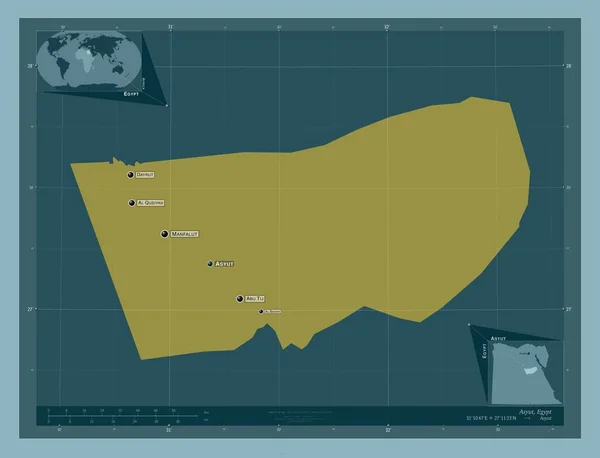 Asyut Gouverneur Van Egypte Stevige Kleurvorm Locaties Namen Van Grote — Stockfoto