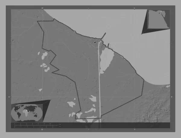Bur Governador Egipto Bilevel Mapa Elevação Com Lagos Rios Locais — Fotografia de Stock