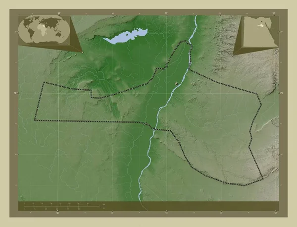Бані Сувайф Губернаторство Єгипту Висота Карти Забарвлена Вікі Стилі Озерами — стокове фото
