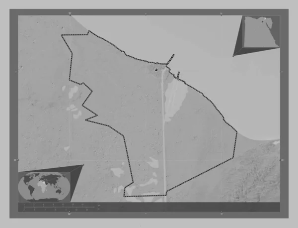 Bur Governador Egipto Mapa Elevação Escala Cinza Com Lagos Rios — Fotografia de Stock