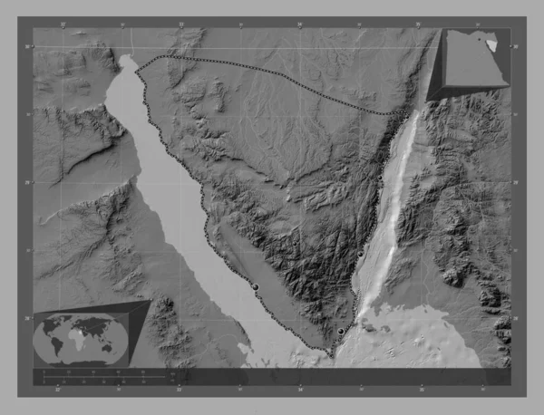 Януб Сіна Губернаторство Єгипту Білевелівська Карта Висот Озерами Річками Розташування — стокове фото