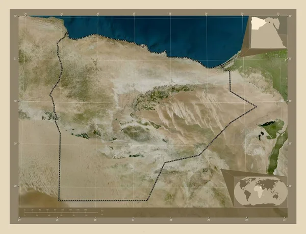 埃及省的Matrouh 高分辨率卫星地图 角辅助位置图 — 图库照片