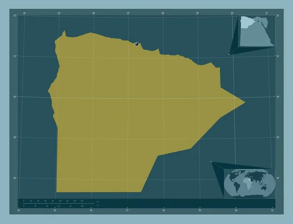 Matrouh Gubernator Egiptu Solidny Kształt Koloru Pomocnicze Mapy Położenia Narożnika — Zdjęcie stockowe