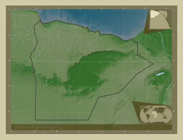 Matrouh Governorate Egypt Elevation Map Colored Wiki Style Lakes Rivers — Stock Photo, Image