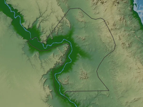 Qina Gobernación Egipto Mapa Elevación Colores Con Lagos Ríos —  Fotos de Stock