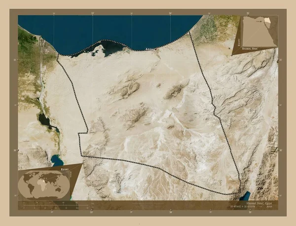 Shamal Sina 이집트의 해상도 지역의 도시들의 위치와 Corner Auxiliary Location — 스톡 사진