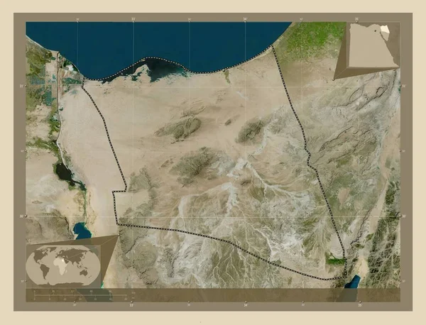 エジプト総督のシャマル シーナ 高解像度衛星地図 コーナー補助位置図 — ストック写真