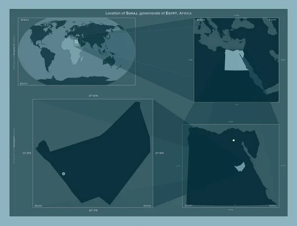 Suhaj Mısır Valisi Büyük Ölçekli Haritalarda Bölgenin Yerini Gösteren Diyagram — Stok fotoğraf