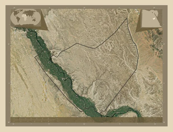 Suhaj Gobernación Egipto Mapa Satelital Alta Resolución Ubicaciones Las Principales — Foto de Stock