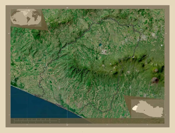Ahuachapan 萨尔瓦多省 高分辨率卫星地图 角辅助位置图 — 图库照片