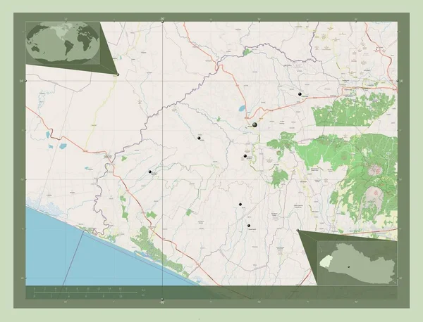 Ahuachapan Departamento Salvador Open Street Map Ubicaciones Las Principales Ciudades —  Fotos de Stock