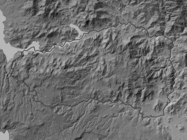 Кабанас Департамент Сальвадора Карта Высот Оттенках Серого Озерами Реками — стоковое фото
