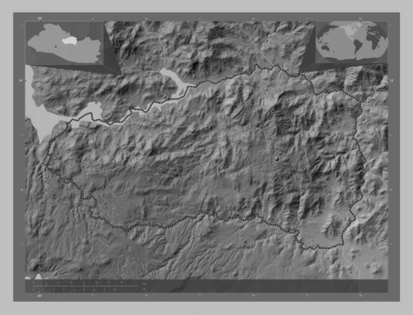 Cabanas Salvador Departmanı Gölleri Nehirleri Olan Gri Tonlama Yükseklik Haritası — Stok fotoğraf