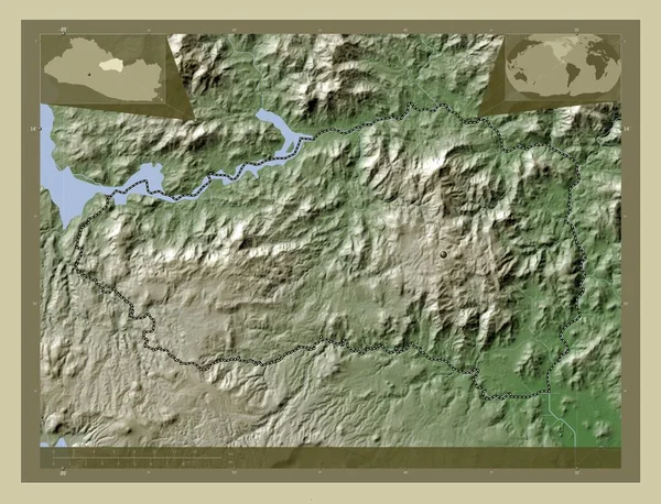 Cabanas Oddělení Salvadoru Zdvihová Mapa Zbarvená Stylu Wiki Jezery Řekami — Stock fotografie