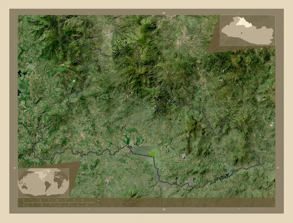 萨尔瓦多省Chalatenango 高分辨率卫星地图 角辅助位置图 — 图库照片