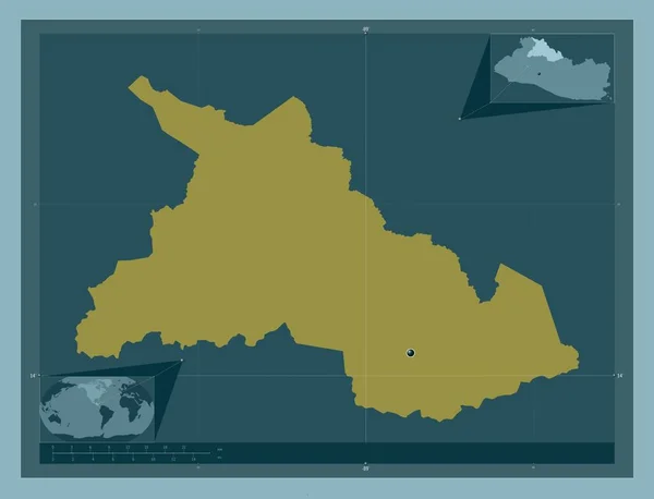 Chalatenango Департамент Сальвадору Твердий Колір Кутові Допоміжні Карти Місцезнаходження — стокове фото