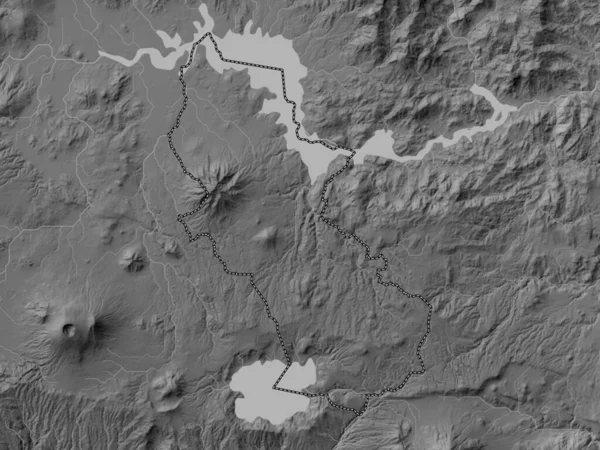 Кускатлан Департамент Сальвадора Карта Высот Оттенках Серого Озерами Реками — стоковое фото