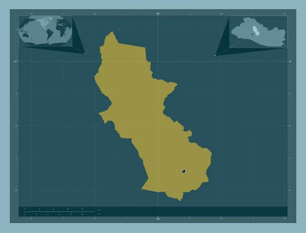 Cuscatlan Departament Salwadoru Solidny Kształt Koloru Pomocnicze Mapy Położenia Narożnika — Zdjęcie stockowe