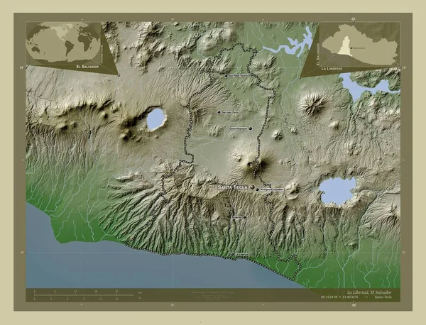 Λιμπερτάτ Υπουργείο Σαλβαδόρ Υψόμετρο Χάρτη Χρωματισμένο Στυλ Wiki Λίμνες Και — Φωτογραφία Αρχείου