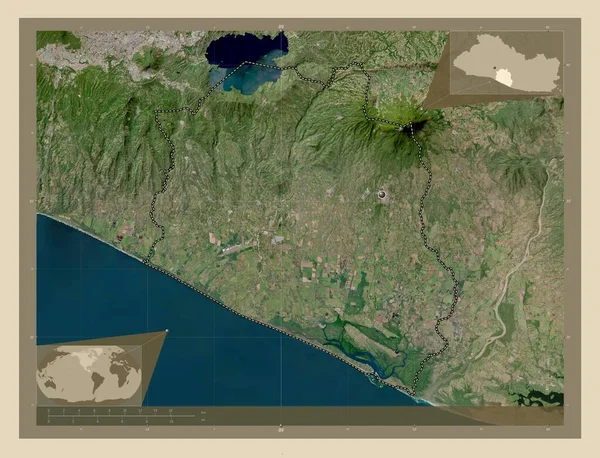 Пас Департамент Сальвадора Спутниковая Карта Высокого Разрешения Вспомогательные Карты Расположения — стоковое фото