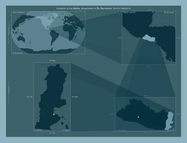 Union Departamento Salvador Diagrama Mostrando Localização Região Mapas Maior Escala — Fotografia de Stock