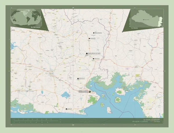 Union Dipartimento Salvador Mappa Stradale Aperta Località Nomi Delle Principali — Foto Stock