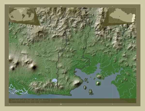Γιούνιον Υπουργείο Σαλβαδόρ Υψόμετρο Χάρτη Χρωματισμένο Στυλ Wiki Λίμνες Και — Φωτογραφία Αρχείου