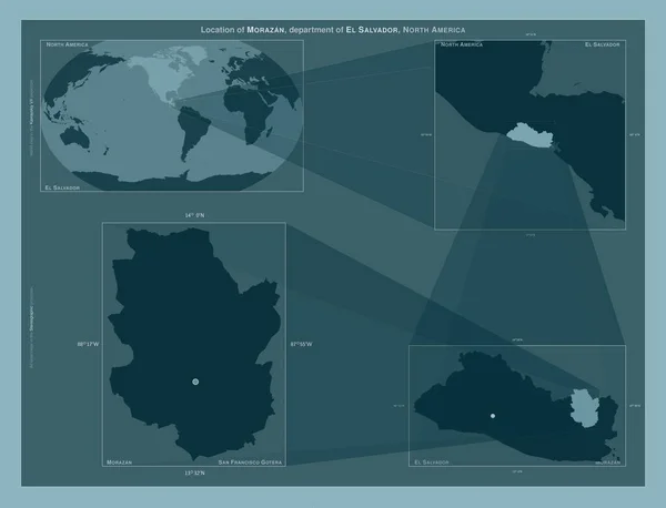 Morazan Departamento Salvador Diagrama Mostrando Localização Região Mapas Maior Escala — Fotografia de Stock