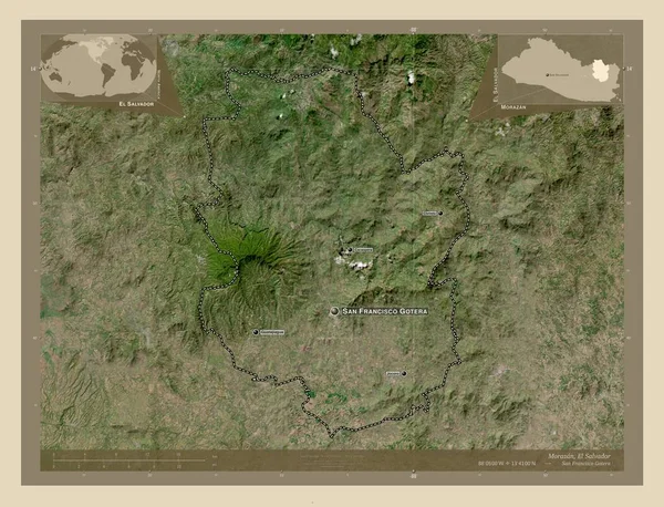 Морасан Департамент Сальвадору Супутникова Карта Високої Роздільної Здатності Місця Розташування — стокове фото