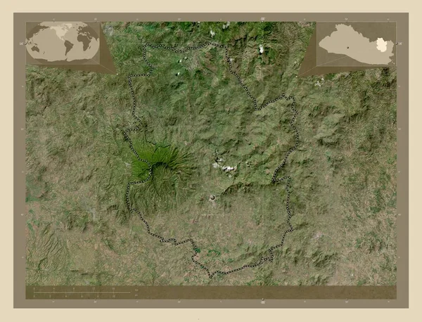モラザン エルサルバドル省 高解像度衛星地図 コーナー補助位置図 — ストック写真