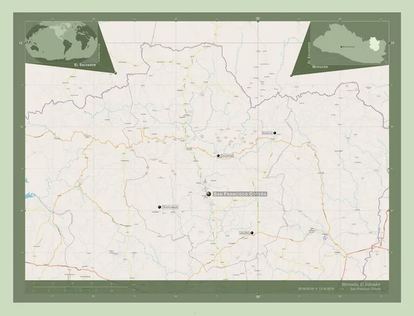 Morazan Department Salvador Open Street Map Locations Names Major Cities — Stock Photo, Image