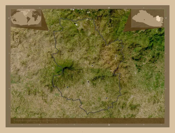 Морасан Департамент Сальвадору Супутникова Карта Низькою Роздільною Здатністю Розташування Великих — стокове фото