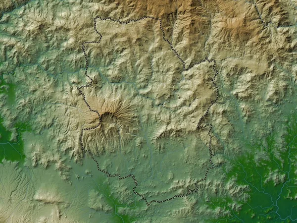 Morazán Departamento Salvador Mapa Elevación Colores Con Lagos Ríos — Foto de Stock