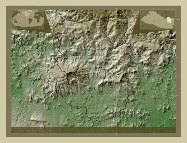 Morazan Departament Salwadoru Mapa Wzniesień Kolorowa Stylu Wiki Jeziorami Rzekami — Zdjęcie stockowe