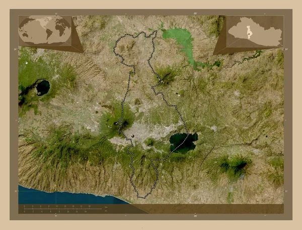Сан Сальвадор Департамент Сальвадора Карта Спутника Низкого Разрешения Вспомогательные Карты — стоковое фото