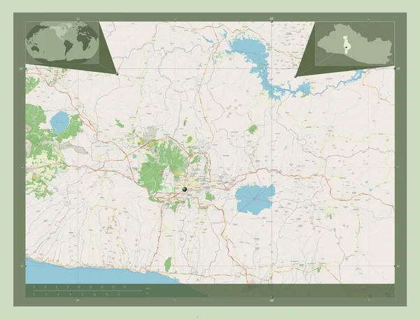 サンサルバドル エルサルバドル省 ストリートマップを開く コーナー補助位置図 — ストック写真