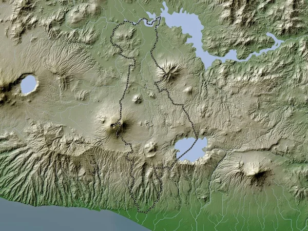 San Salvador Department Salvador Elevation Map Colored Wiki Style Lakes — Stock Photo, Image