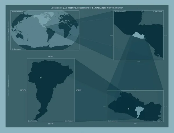 San Vicente Departamento Salvador Diagrama Mostrando Localização Região Mapas Maior — Fotografia de Stock
