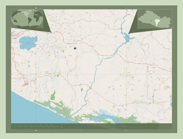 Сан Висенте Департамент Сальвадора Карта Улиц Вспомогательные Карты Расположения Углов — стоковое фото