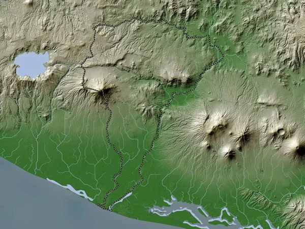 Σαν Βισέντε Από Σαλβαδόρ Υψόμετρο Χάρτη Χρωματισμένο Wiki Στυλ Λίμνες — Φωτογραφία Αρχείου