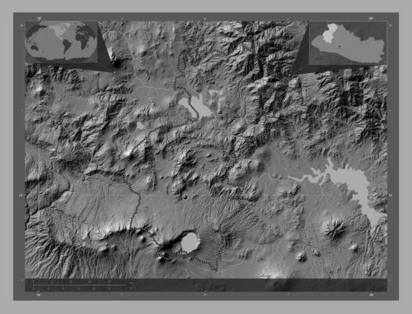 Santa Ana Department Salvador Bilevel Elevation Map Lakes Rivers Corner — Stock Photo, Image